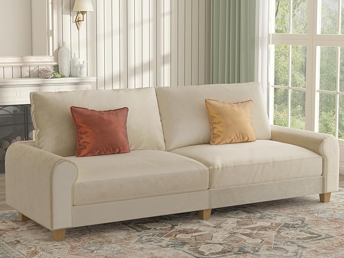 EASE MOOSE 88.5" Large Seat Velvet Loveseat Sofa, Soft Deep Seat Couches