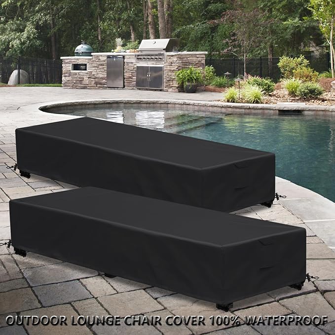 Waterproof Patio Lounge Chair Cover 1 Pack Outdoor Chaise Lounge Covers 600D