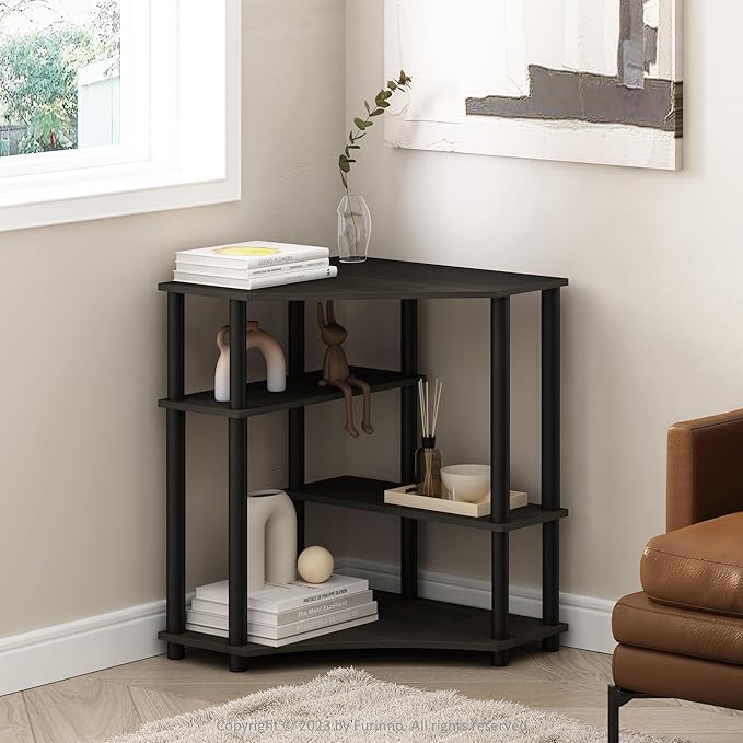 Furinno Turn-N-Tube Storage Shelves, 4-Tier Corner Shelf, Toolless Assembly