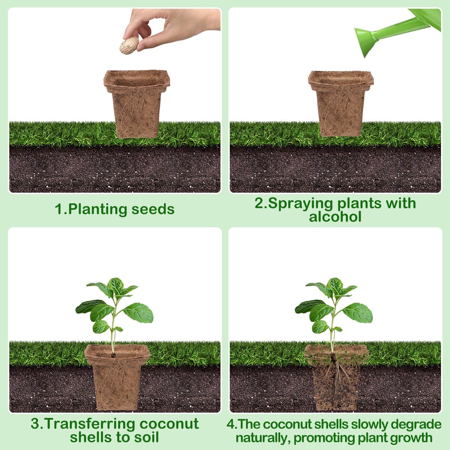 RimCereal 24pcs Coco Coir Plant Pots Biodegradable Seed Starter Cups, Coco Peat Seedling Cups Plant Nursery Cup Organic Coir Peat Pots for Seedlings, Herbs, Indoor/Outdoor Gardening