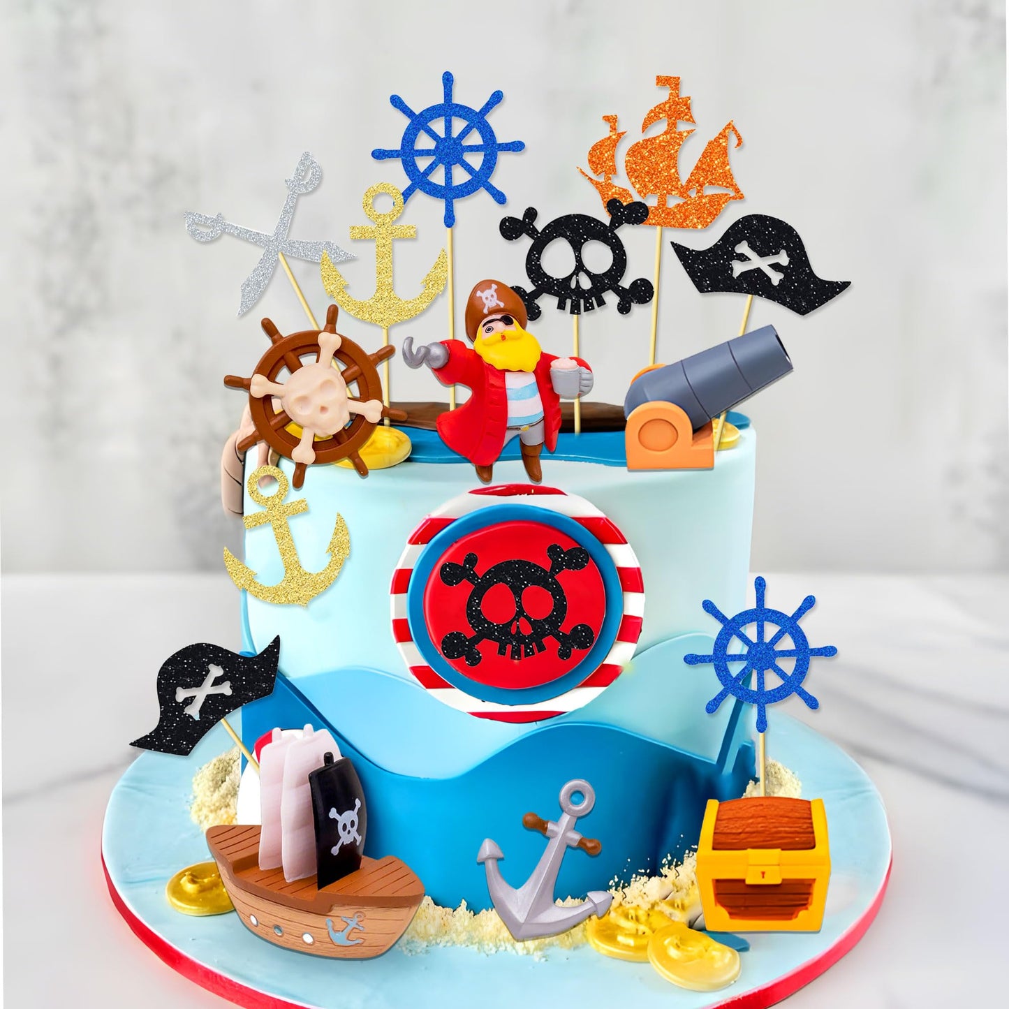 Pirate Birthday Cake Decoration Pirate Birthday Party Supplies Treasure Chest Cake Decoration Pirate Cupcake Picks Pirate Ship Cake Decoration Treasure Hunt Cake Decor