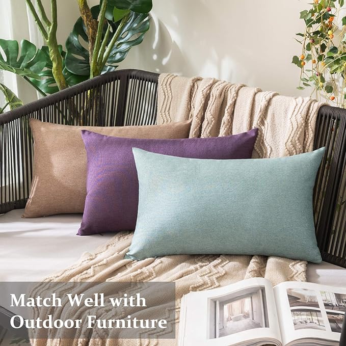 MIULEE Pack of 2 Decorative Outdoor Solid Waterproof Throw Pillow Covers Faux
