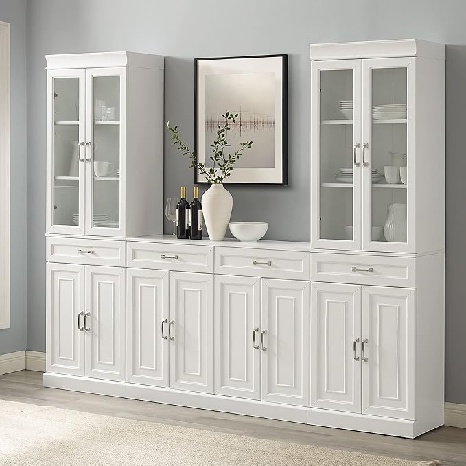 Crosley Furniture Stanton 3-Piece Sideboard Buffet Cabinet and Glass Door