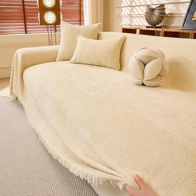 DREAMINGO Chenille Sofa Cover Washable Pet Couch Protector Cover Textured Couch