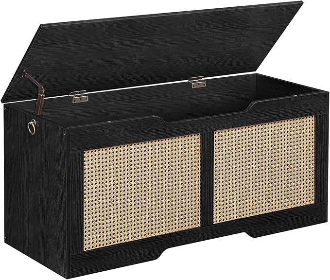 HOOBRO Storage Bench, 43.3" Toy Box, Rattan-Like Storage Chest, Sturdy Entryway