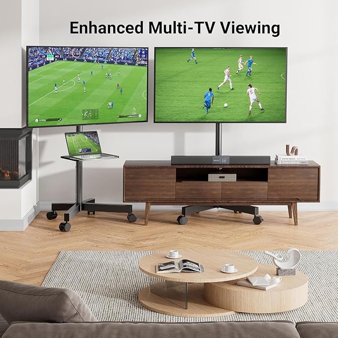 PERLESMITH Rolling TV Stand, Mobile TV Stand