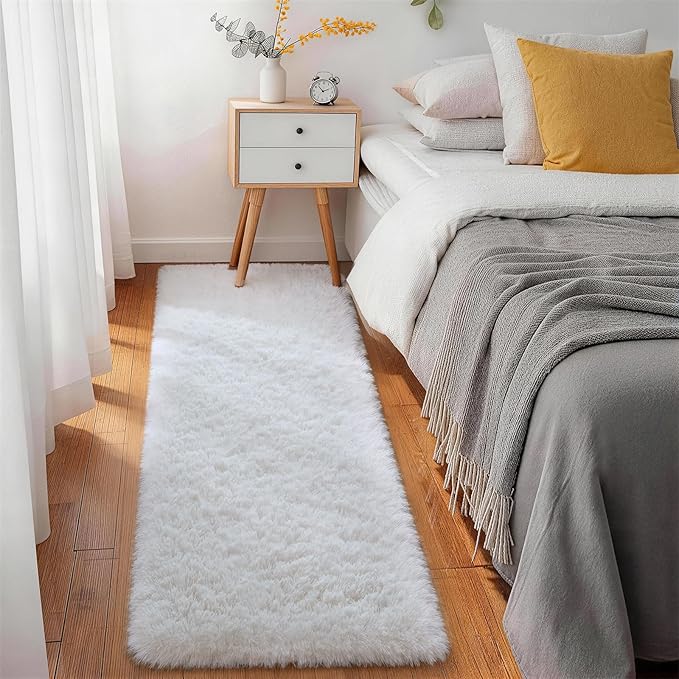 Ophanie Runner Rug for Hallway, 2x6 Washable Non-Slip Fluffy Soft Bedside Rugs