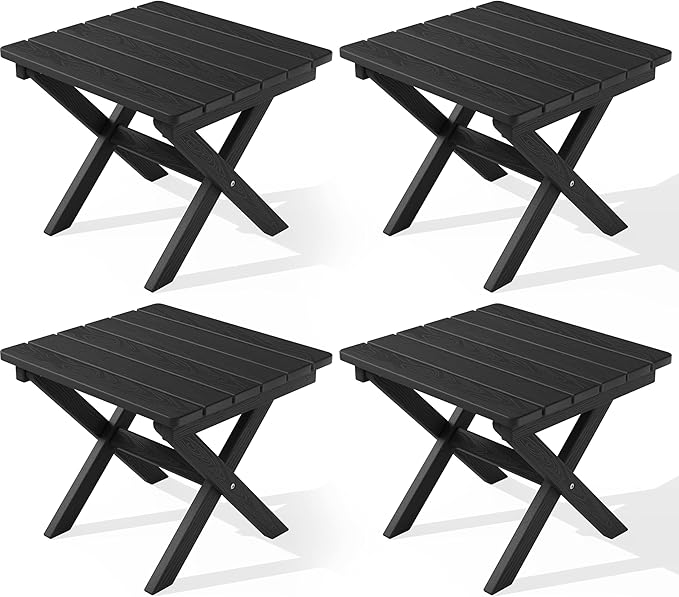 SERWALL Folding Outdoor Side Table Set of 4, Small Adirondack Side Table