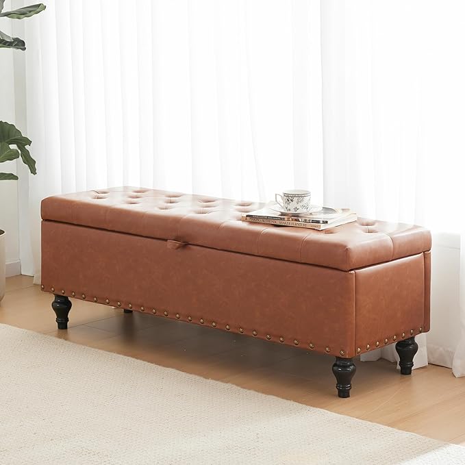 Mangodan 50" Storage Ottoman Bench, Tufted Ottoman