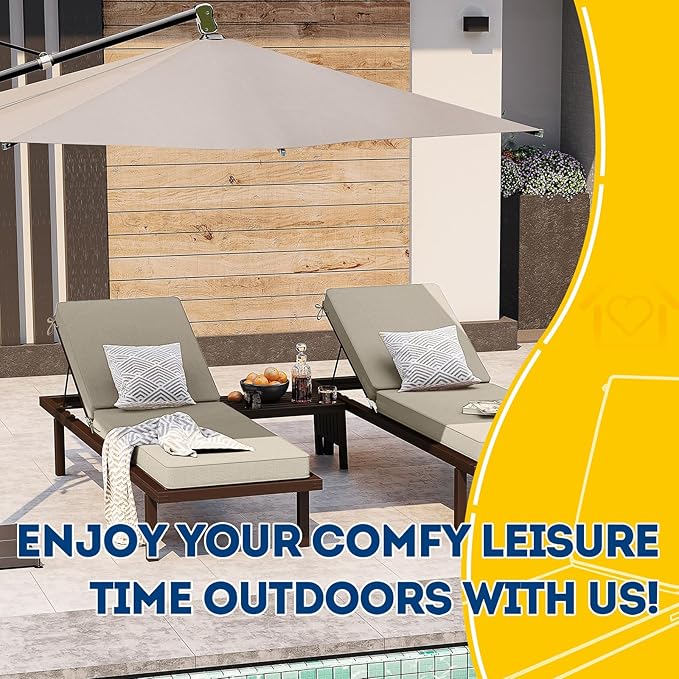 AAAAAcessories Outdoor Chaise Lounge Cushions, Fade-Resistant, Waterproof Patio