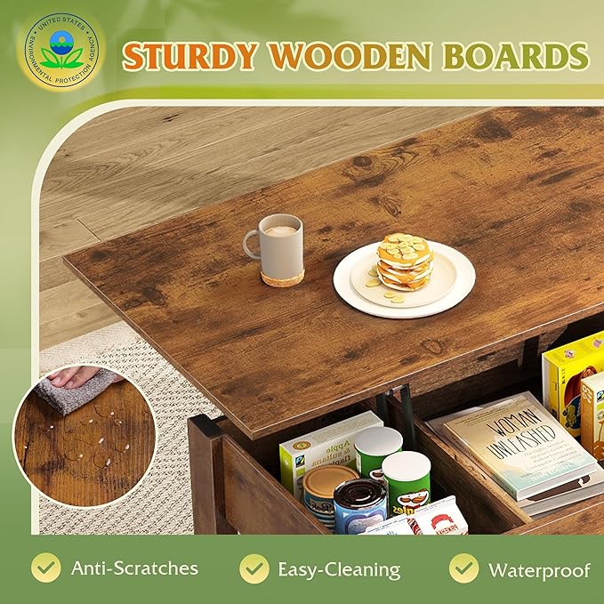 WLIVE Coffee Table, Lift Top Coffee Table