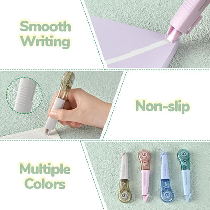 Temiary 12Pcs Correction Tape Pens, Aesthetic White Tape for Instant Correction, Easy to Use, Pen Shaped Applicator for Office School Supplies, 1/5 Inch x 236 Inches (Multicolor)