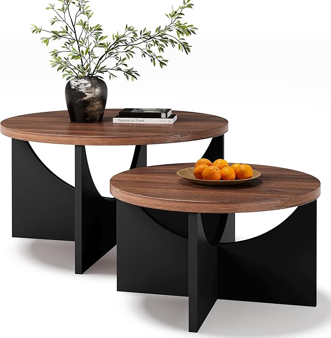 LIKIMIO Nesting Coffee Tables Set of 2, 31.5" Round Side Tables
