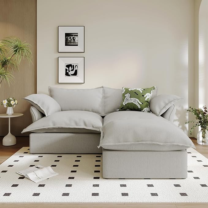 2 Seat with Ottoman L Shape Modular Sectional Couch Sofa