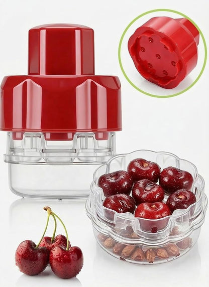 7-in-1 Cherry Pitter Tool - Portable Push-Down Cherries Seed Remover, No Handle Design for Kitchen, Picnics