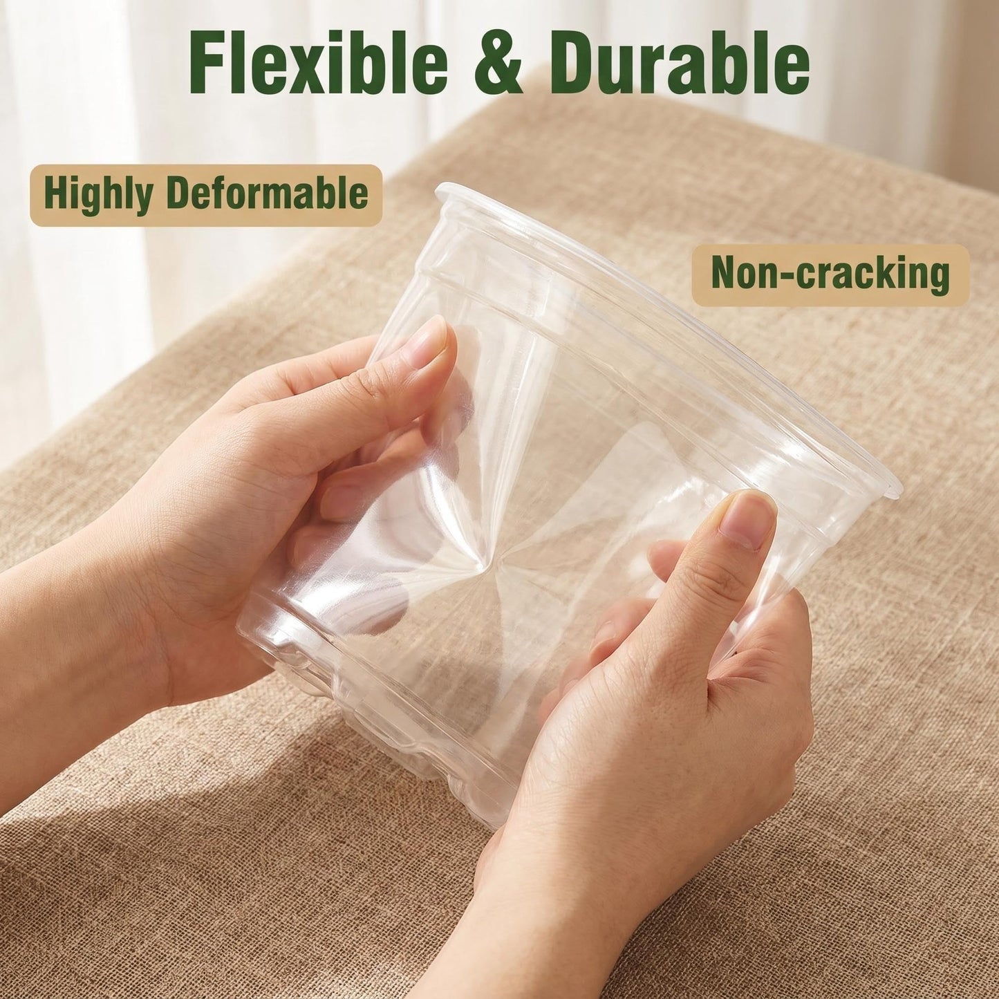 6/7/8/10 Inch Large Clear Nursery Pots with Drainage, 12 Pack Plastic Pots for Plants,Seedling Starter Clear Nursery Pots for Succulents, Flower & Vegetable, Indoor Outdoor Gardening