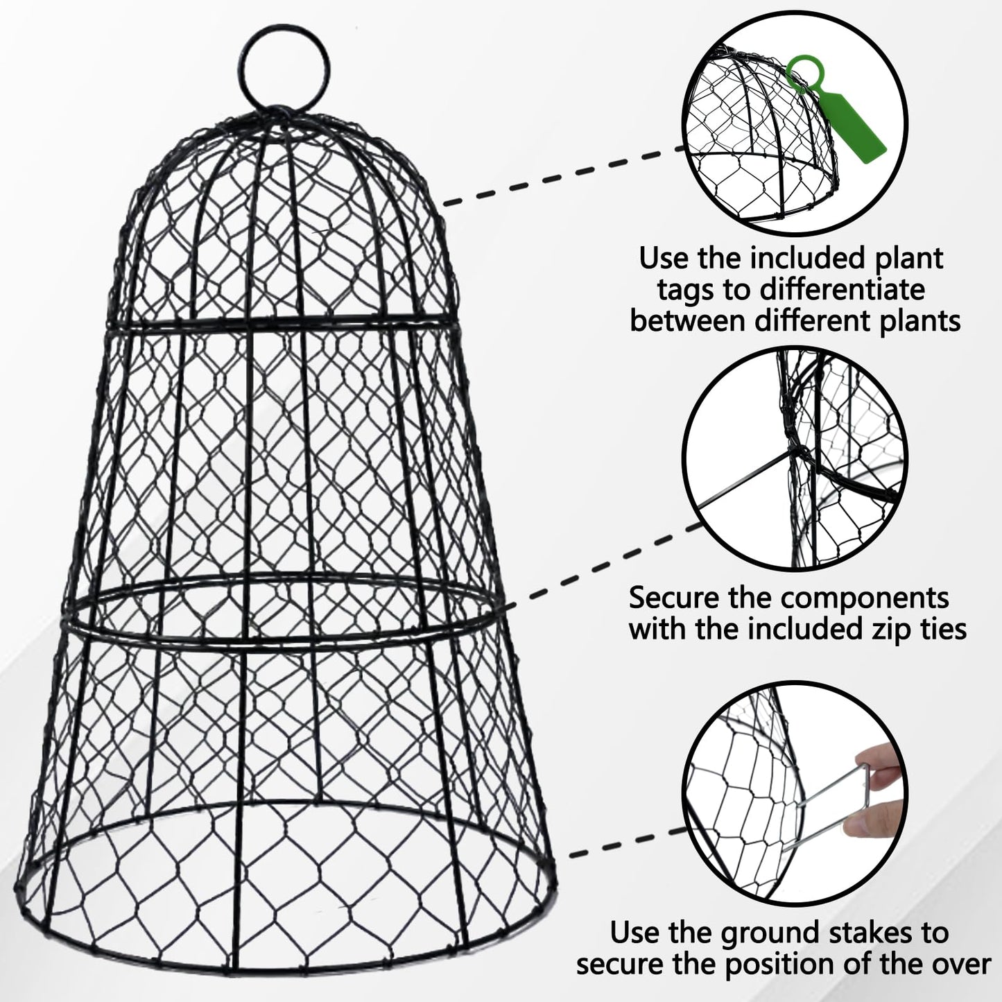 XMxoTxo 6 Packs 11.4" D x 17.7" H Garden Cloches for Plants,Upgraded Triple Combination,Rustproof Chicken Wire Cloches Flip-Top Design,Plant Protectors from Animals,Ideal for Outdoor Plant Protection