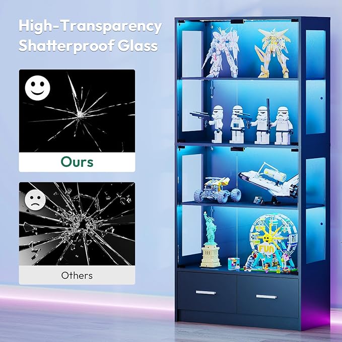 Lamtor 67-inch Glass Display Cabinet – Curio Cabinet