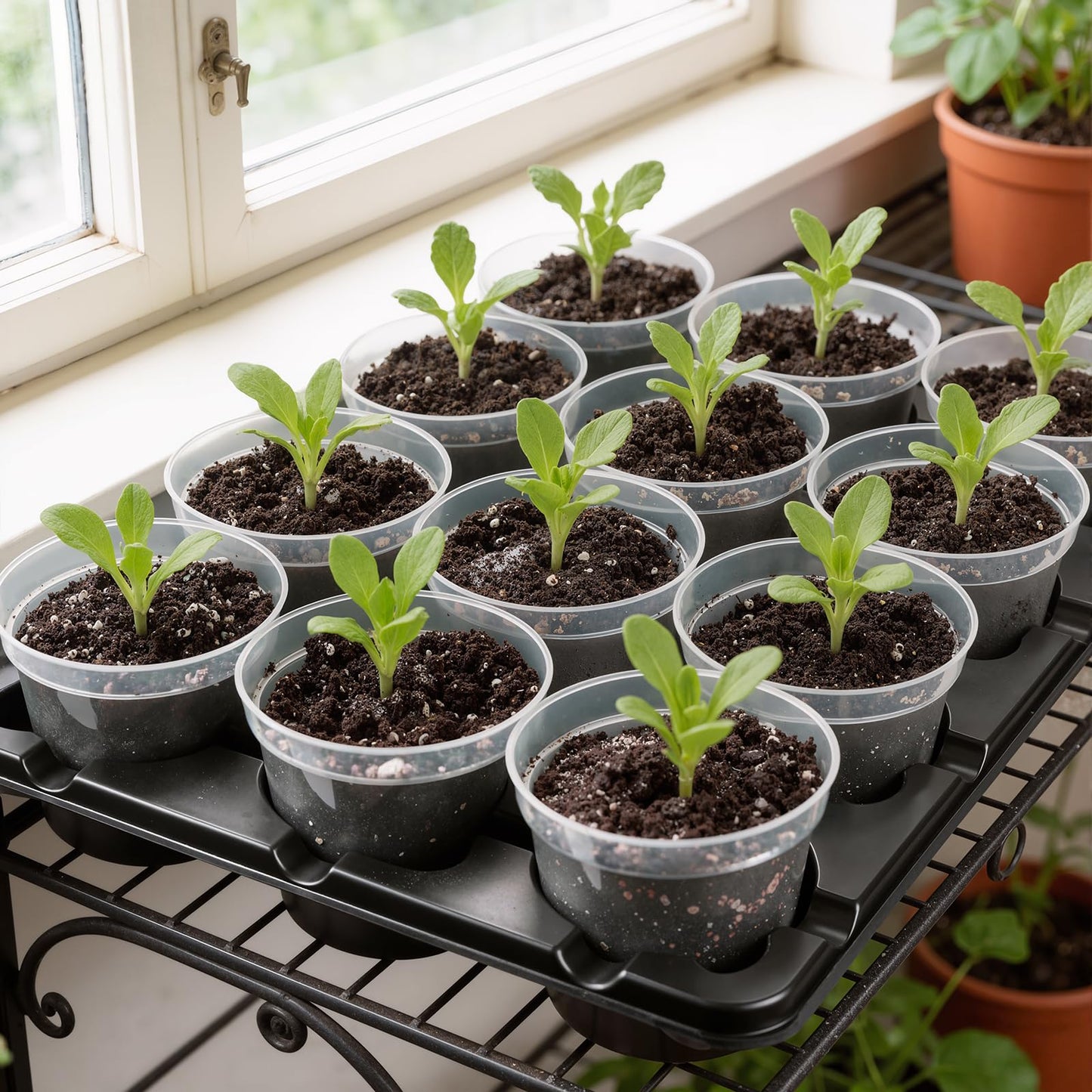 homenote 4 Inch Seed Starting Trays 5 Pack, 12-Cell Seedling Starter Trays for Indoor Outdoor Growing, Plant Starter Germination Trays for Pots Seedlings 4" Opening Compatible Pots