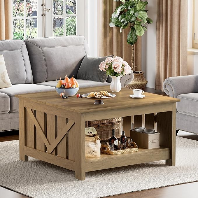 FABATO Lift Top Coffee Table, 31.5" Farmhouse Coffee Tables
