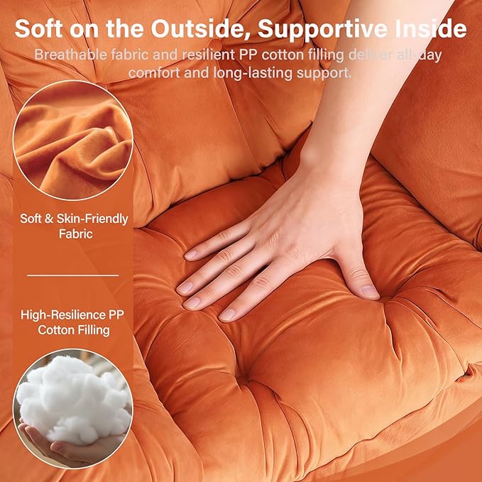 MBOOYOME Lazy Chair with Folding Ottoman, Modern Accent Armchair with Armrests