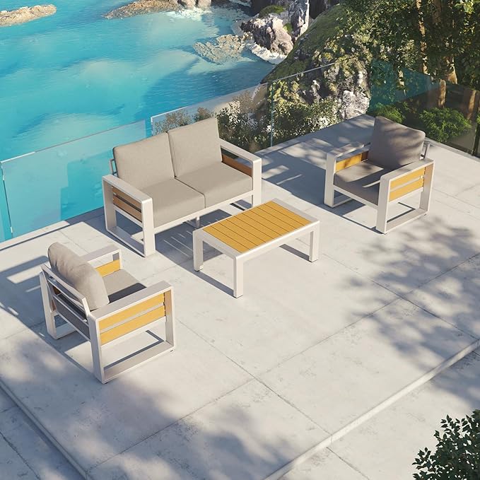 Aoxun Aluminum Outdoor Patio Furniture Set, Coffee Table ×1