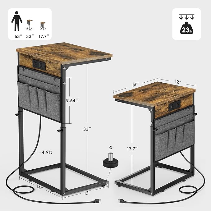 Vagusicc C-Shaped End Table