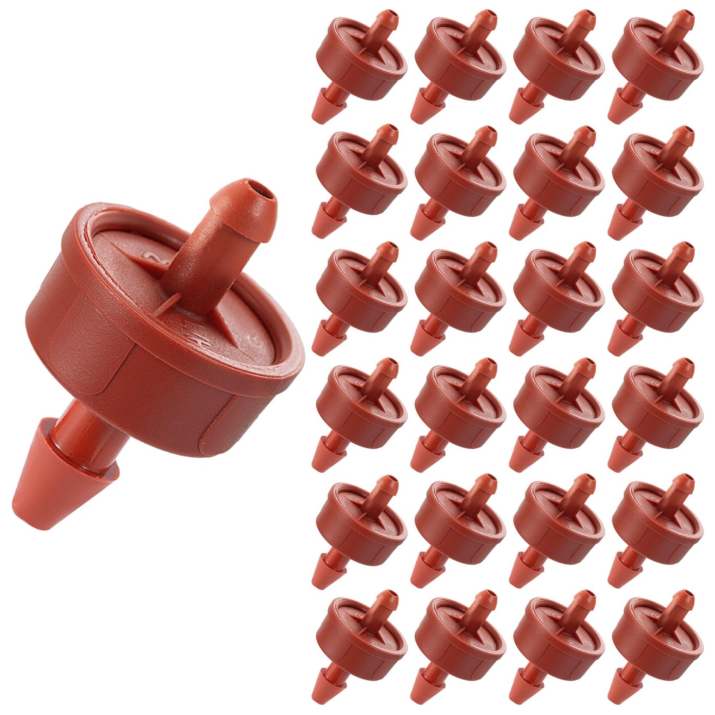 30Pcs 2GPH Pressure Compensating Irrigation Spot Drippers,Constant Flow Barb Outlet Watering Dripper Emitters Heads Parts for 1/4 Inch Watering Tubing Line for Garden Pots Plant Irrigation Systems