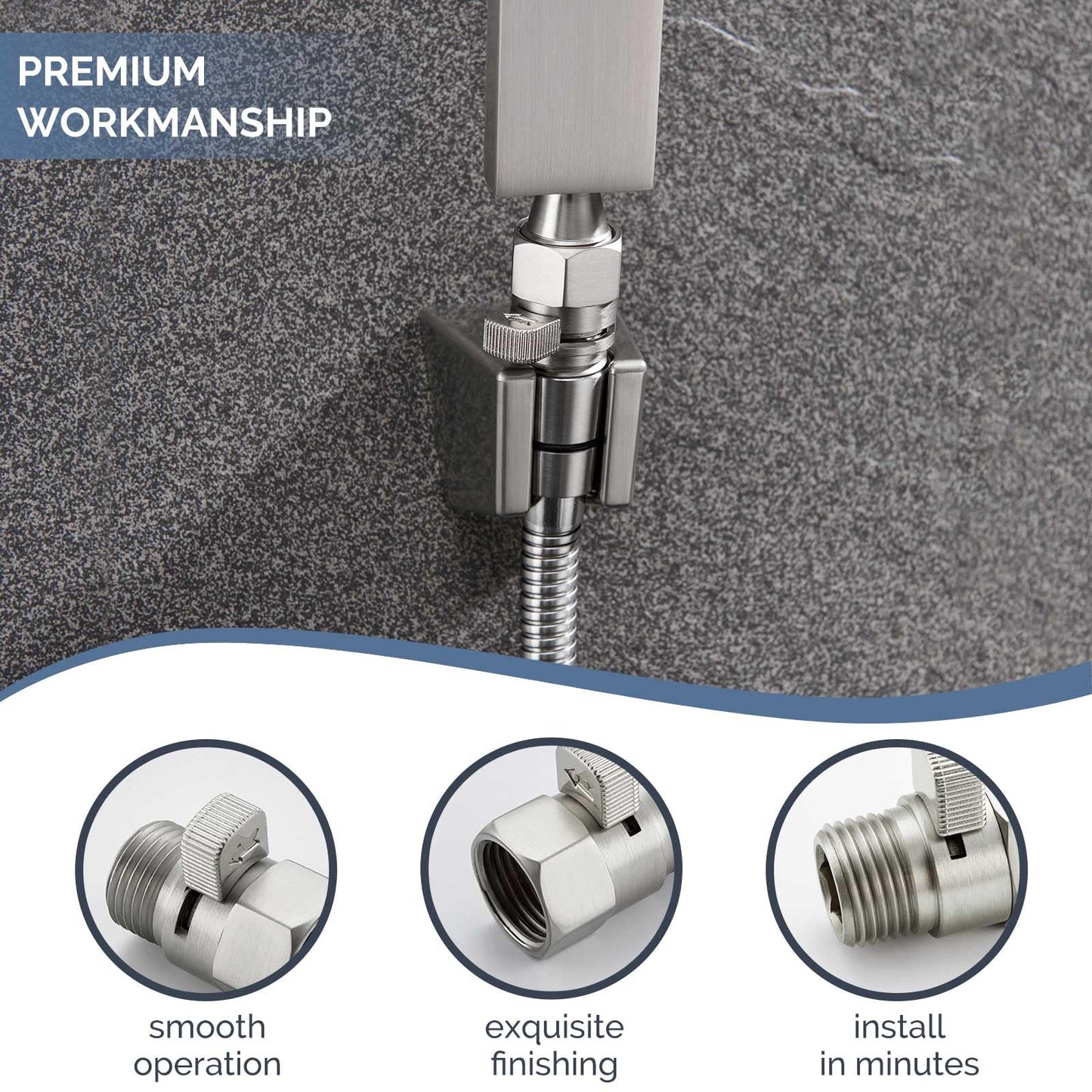 Water Flow Control Valve, Angle Simple Brass Shower Shut Off Valve, Flow Restrictor for Handheld Shower, Bidet Sprayer, Brushed Nickel