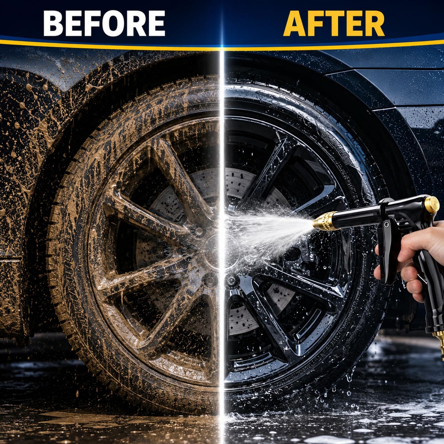 Turn Any Hose Into A High-Pressure Water Jet,Heavy Duty Garden Hose Nozzle,Multi Function Lawn & Garden Watering Sprayer,Spray Nozzles for Cleaning Yard Pets Car,Three Spray Modes with Foam Pot(set)