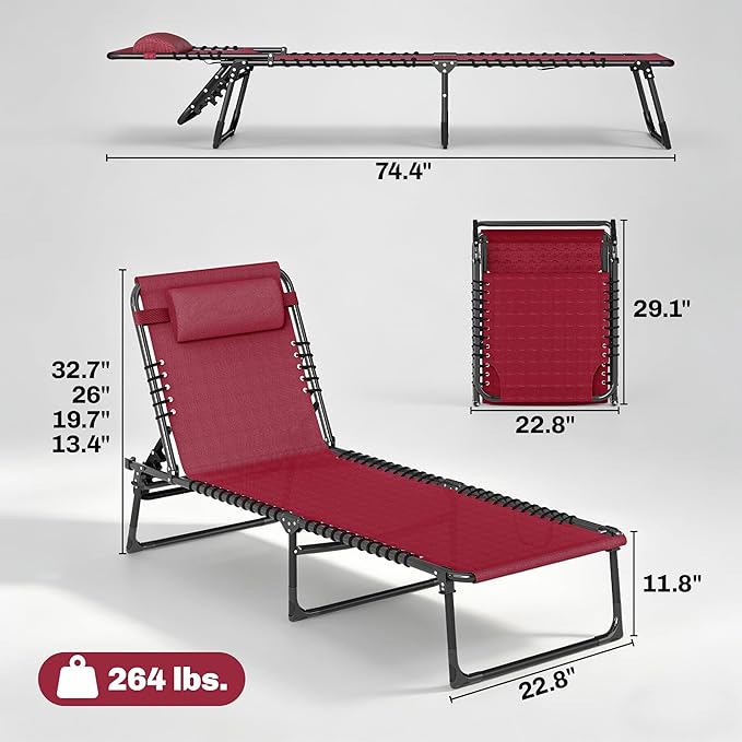 Outsunny Folding Chaise Lounge Chair, Patio Sun Tanning Chair, Outdoor Chaise