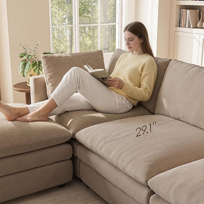 97" Cloud Couches for Living Room, 29.1" Deep Seat Modular Sectional Sofa
