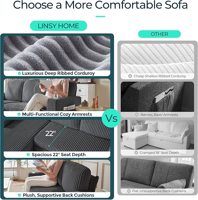 LINSY HOME Sectional Sleeper Sofa