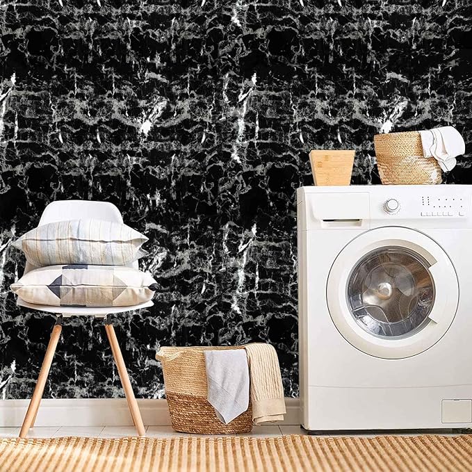 Arthome Black Marble Contact Paper, 15.7"x393" Self Adhesive Wallpaper