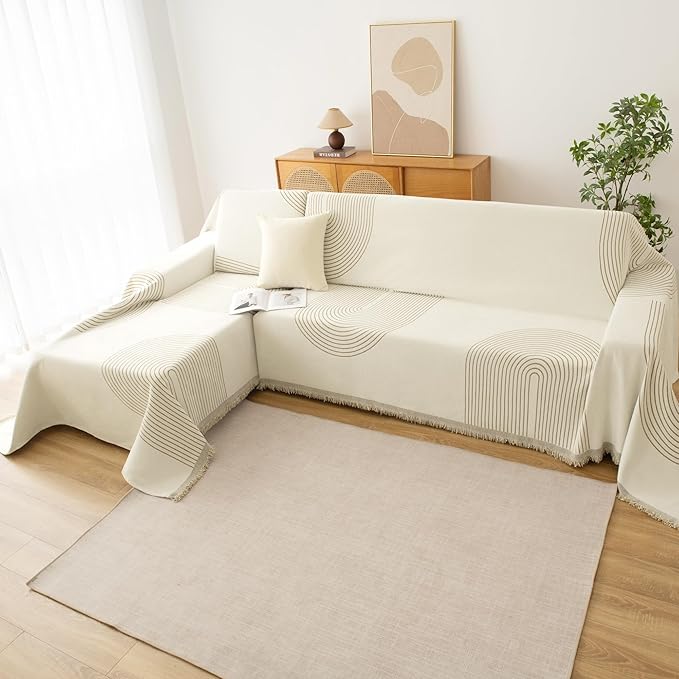 Couch Cover for Dogs, Boho Sofa Covers for 3 Cushion Couch, Chenille Sofa