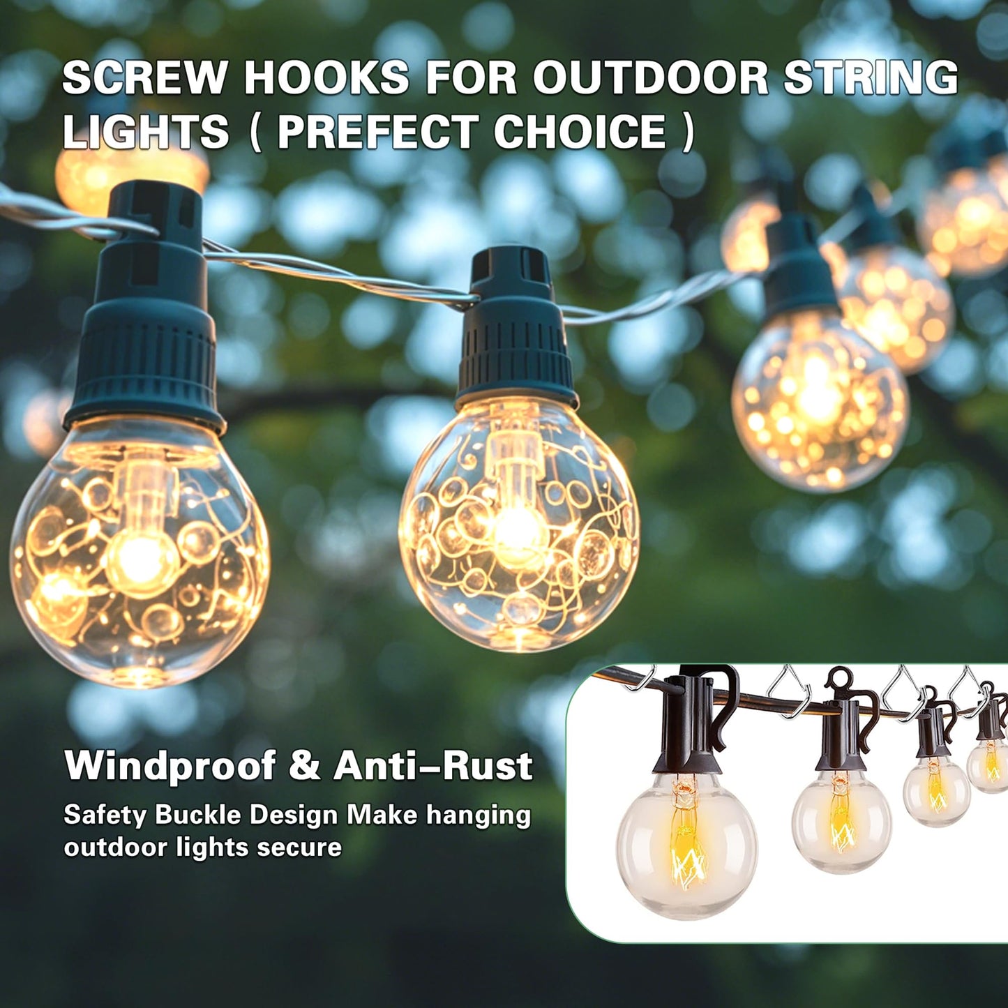 Ticway 35 PCS Q-Hanger Hooks for String Lights, Ceiling Hangers for Plants & Wind Chimes, Christmas Decorations Outdoor Hooks 304 Stainless Steel