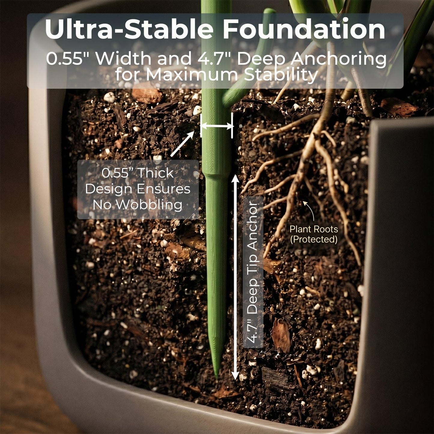 Heavy-Duty Monstera Plant Support Stakes - 10-Piece Stackable Sticks for Climbing Stem up to 39.6" Tall - 0.55" Thick Indoor Plant Poles & Outdoor Garden Structures