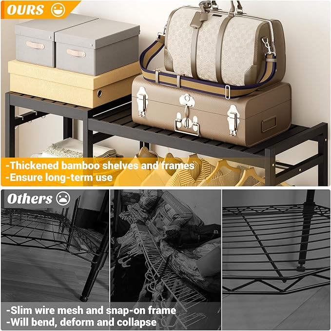 Homykic Bamboo Clothes Rack Garment Rack