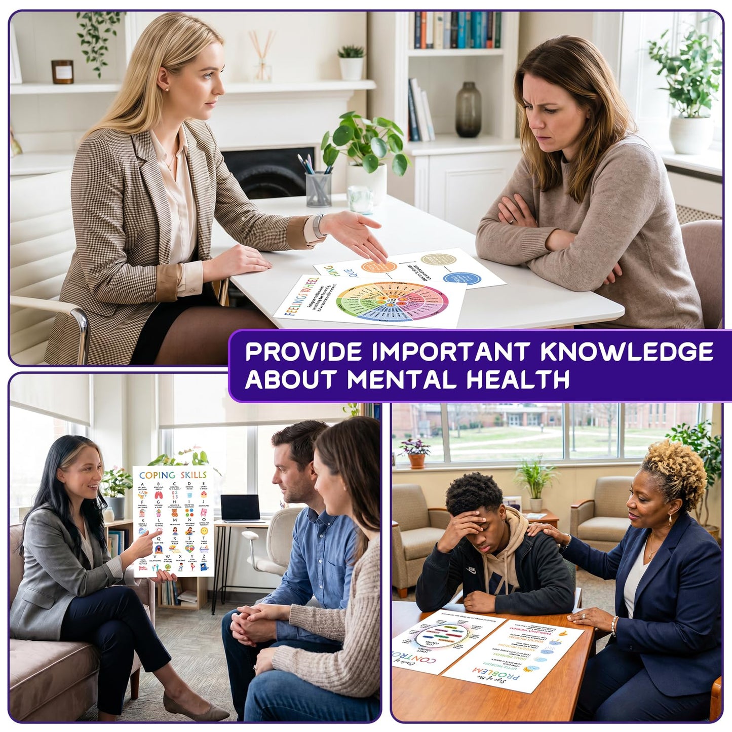KIDS KING 12 Mental Health Posters, Therapy Office Decor, Counseling Office Must Haves School Counselor Supplies, Inspirational Positive Affirmations & Emotion Regulation Poster Wall Art Decor for Home Office Classroom (10"x14")