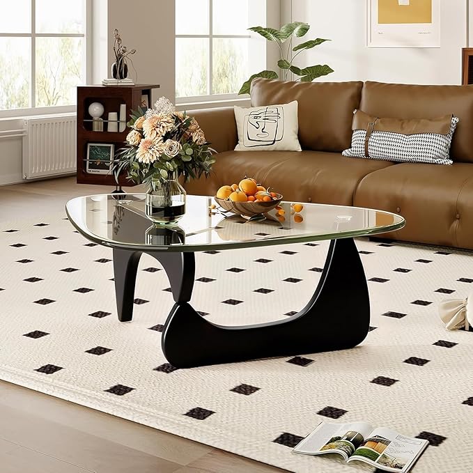 Modern Coffee Table for Living Room, 35.8" Minimalist Black Center Table