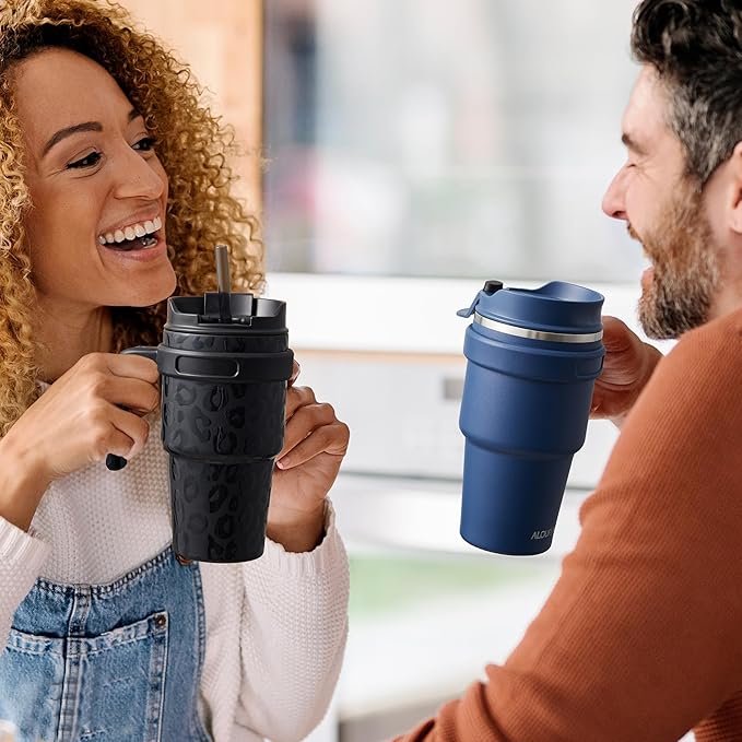 20 oz Insulated Coffee Mug Tumbler with Handle, Stainless Steel Travel Mug Tumbler with Lid and Straw,Double Wall Vacuum Leak Proof Ice Coffee Thermal Cup,Sage