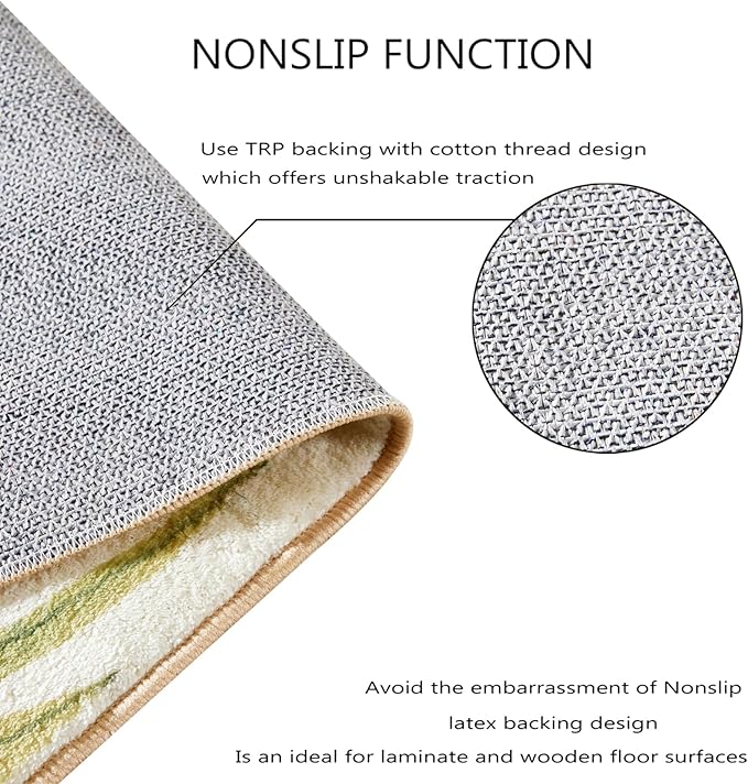 RoomTalks Mid Century Modern Washable Rug Stain Resistant, Boho Cute Aesthetic