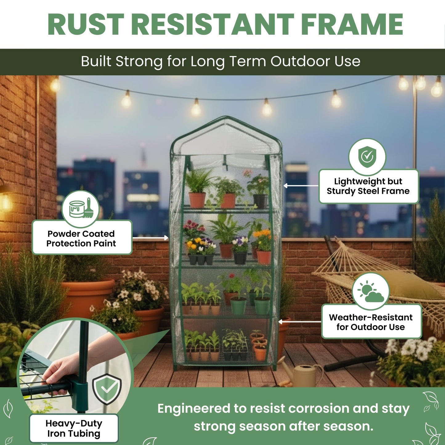 4 Tier Mini Greenhouse - Portable Greenhouse with Rust-Resistant Frame and PVC Cover for Indoor/Outdoor - 27.5x19x63-Inch Green House by Pure Garden