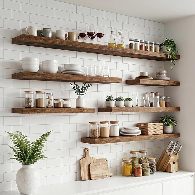 FLYJOE Floating Shelves for Wall, 16 Inch Floating Shelves Set of 2, Kitchen