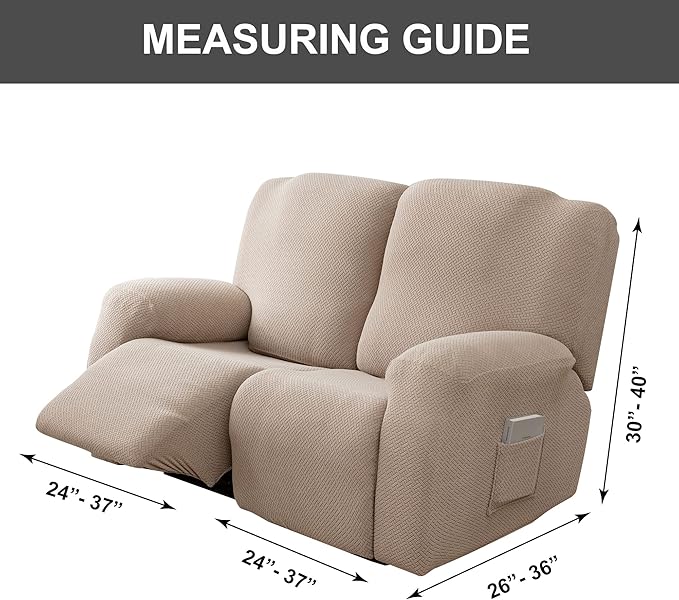 Genina Recliner Loveseat Covers, Stretch Reclining Sofa Covers, 2 Seater Couch