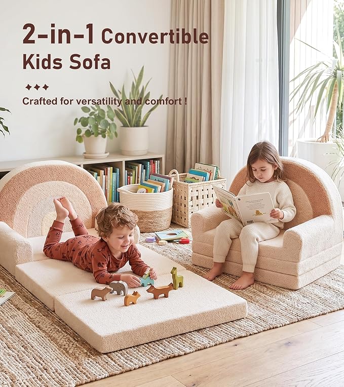 little dove Extra Wide Soft Toddler Couch Fold Out, Comfy Toddler Chair
