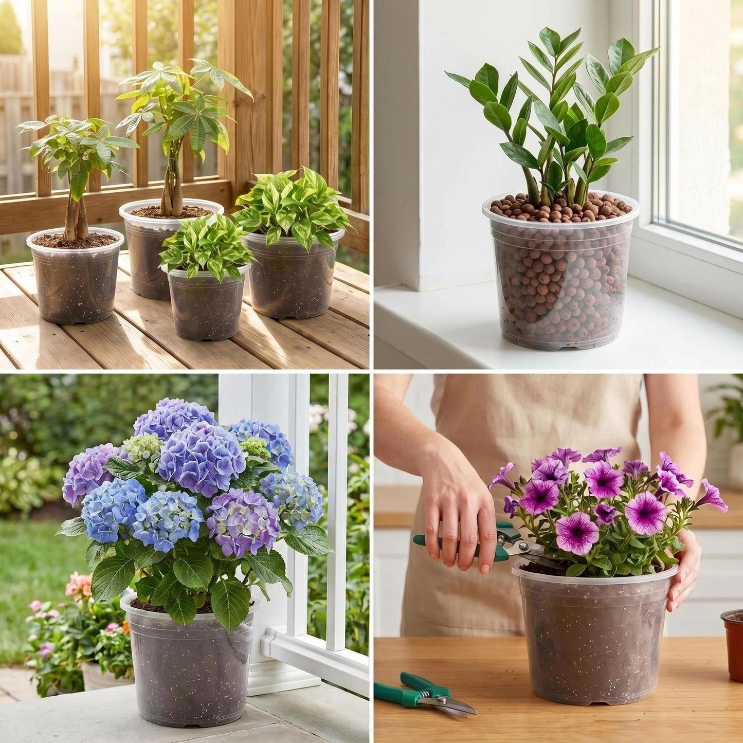 6/7/8/10 Inch Large Clear Nursery Pots with Drainage, 12 Pack Plastic Pots for Plants,Seedling Starter Clear Nursery Pots for Succulents, Flower & Vegetable, Indoor Outdoor Gardening