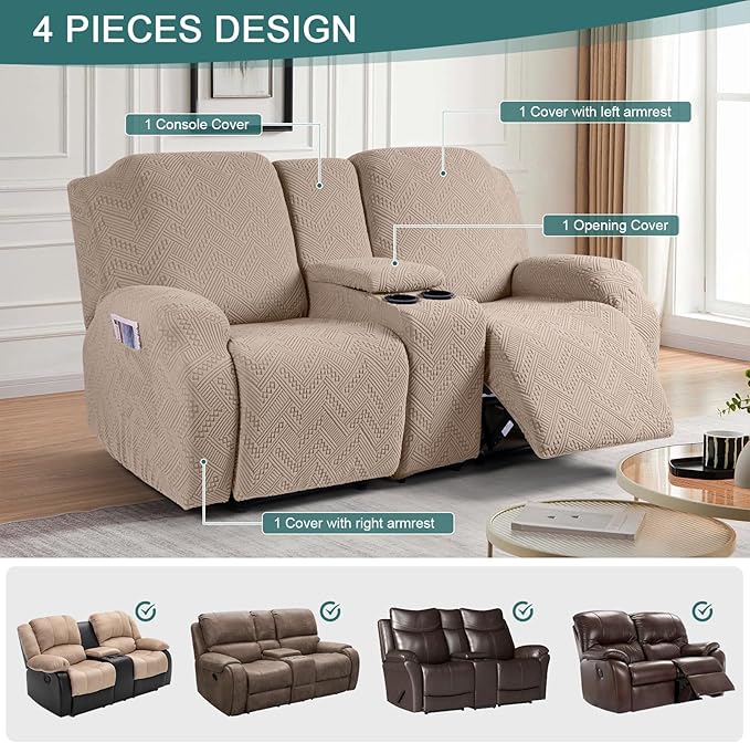 Ruaozz Stretch Loveseat Recliner Covers