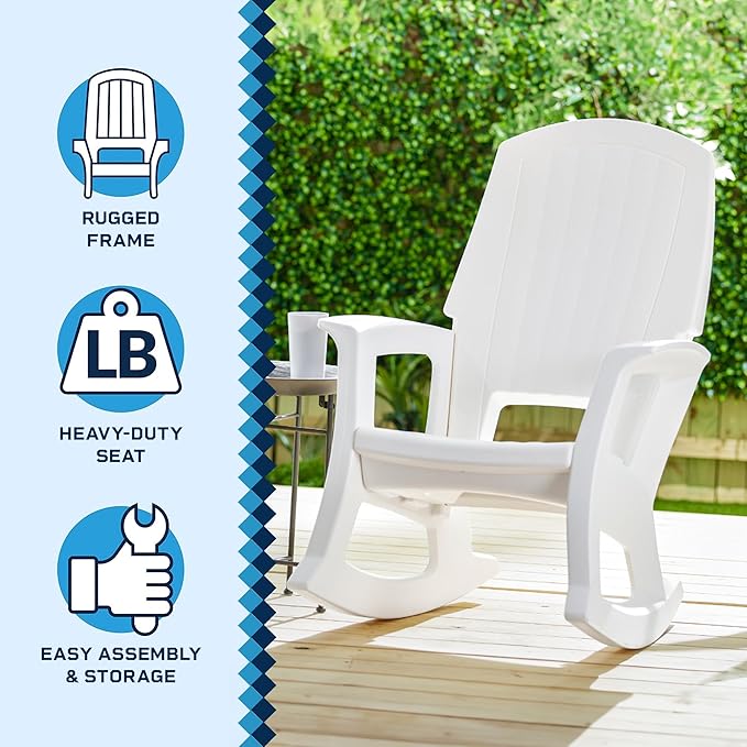 Semco Rockaway Heavy-Duty Outdoor Rocking Chair w/Low Maintenance All-Weather