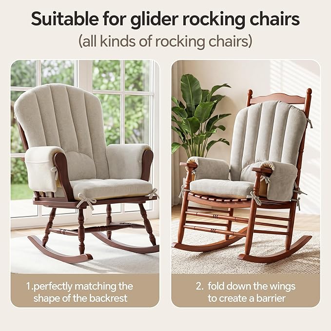 BALAPET Wingback Rocking Chair Cushion Set of 4, Ergonomic High Back Cushion